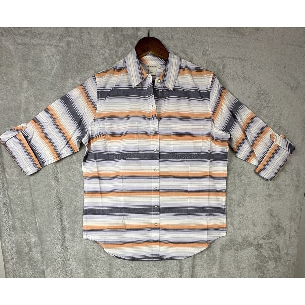 Ariat Lady Luck Shirt Women's Size Large Striped Long Sleeve Button Up Western